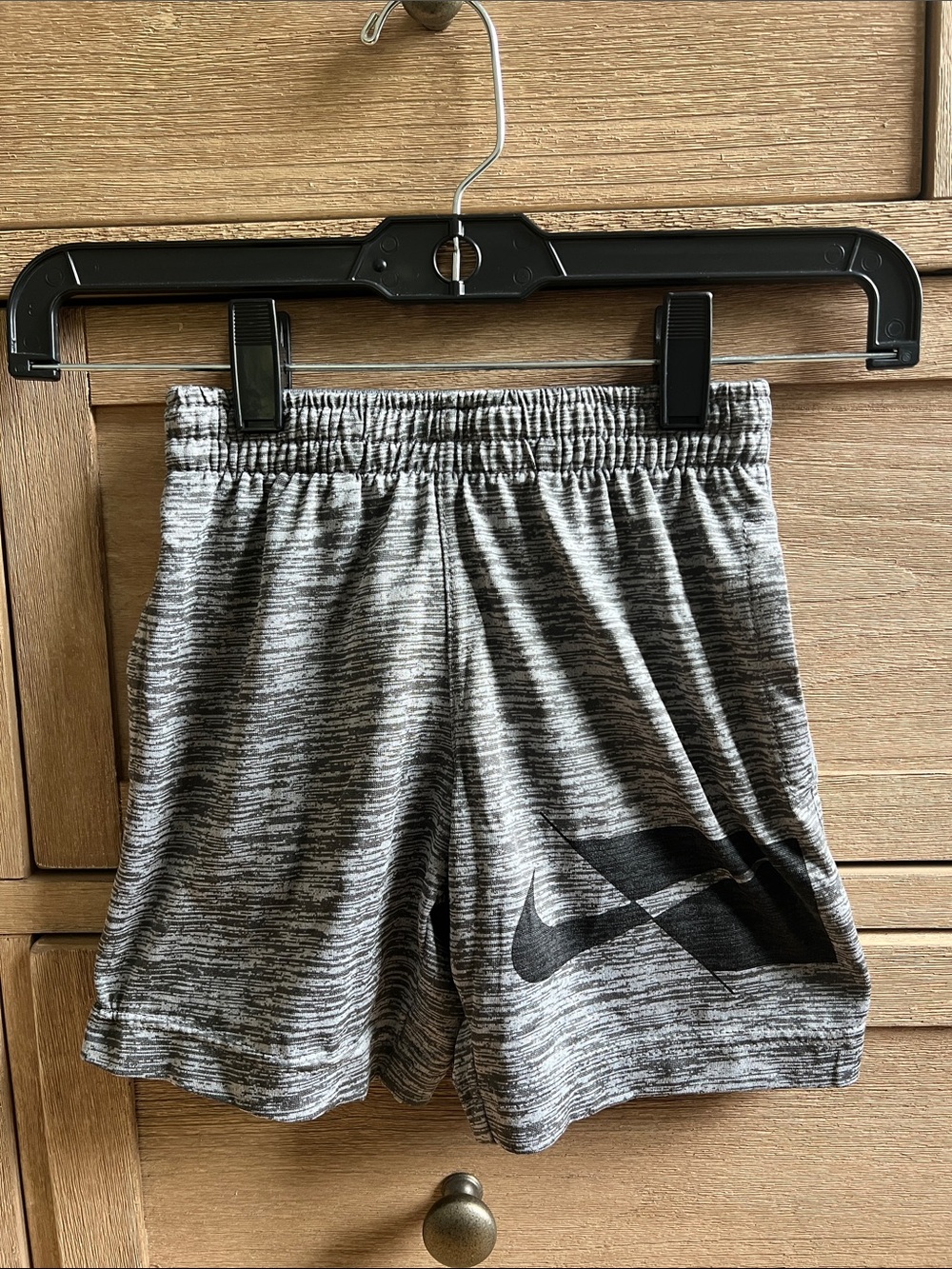 Nike Gray Heather Boys' Athletic Shorts with Black Swoosh